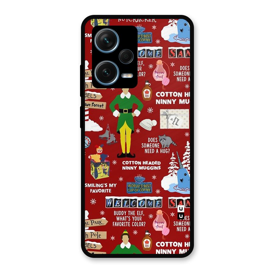 Christmas Cute Doodles Metal Back Case for Redmi Note 12 Pro Plus 5G