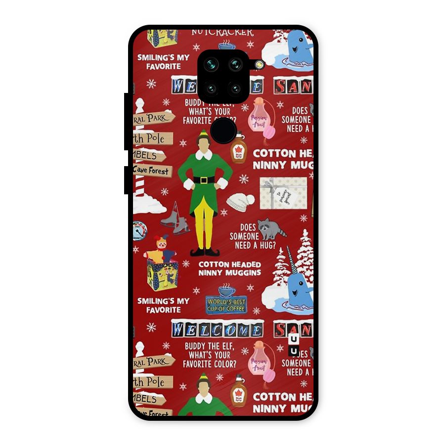 Christmas Cute Doodles Metal Back Case for Redmi Note 9