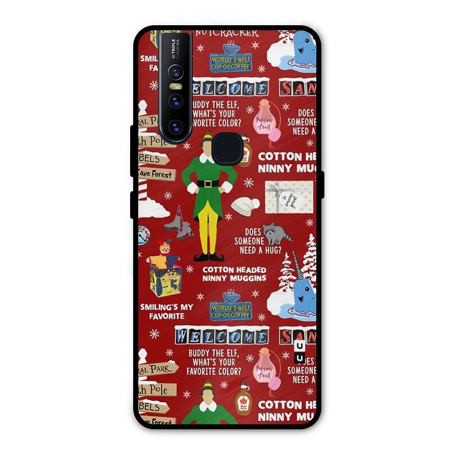 Christmas Cute Doodles Metal Back Case for Vivo V15