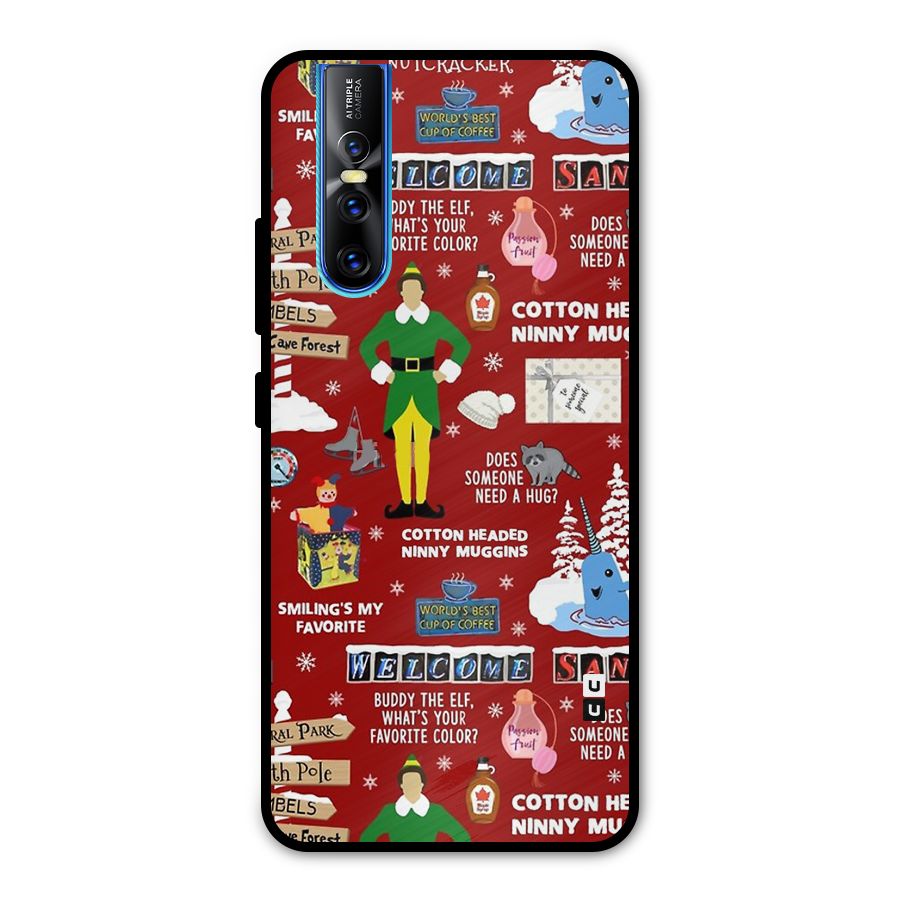 Christmas Cute Doodles Metal Back Case for Vivo V15 Pro