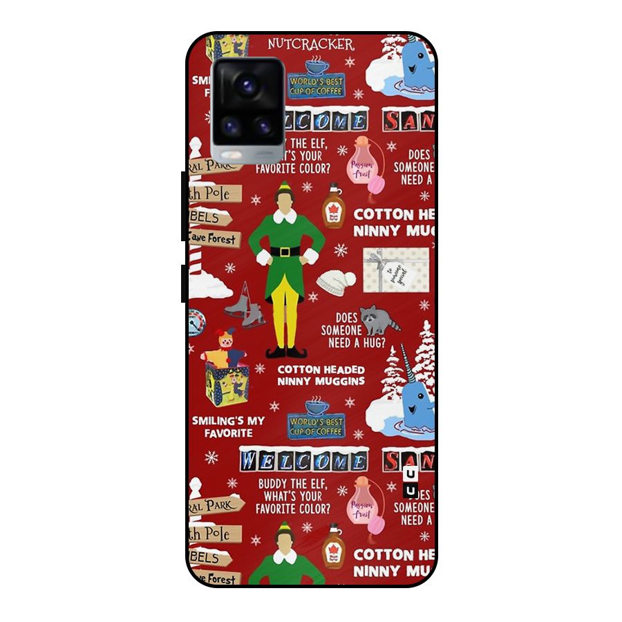 Christmas Cute Doodles Metal Back Case for Vivo V20 2021