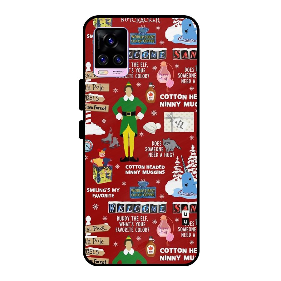 Christmas Cute Doodles Metal Back Case for Vivo V20 Pro