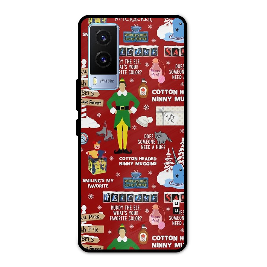 Christmas Cute Doodles Metal Back Case for Vivo V21e 5G