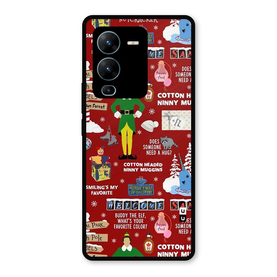 Christmas Cute Doodles Metal Back Case for Vivo V25 Pro