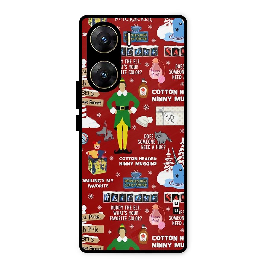 Christmas Cute Doodles Metal Back Case for Vivo V29e