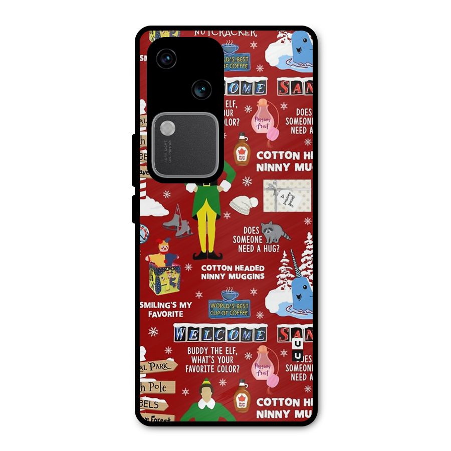 Christmas Cute Doodles Metal Back Case for Vivo V30
