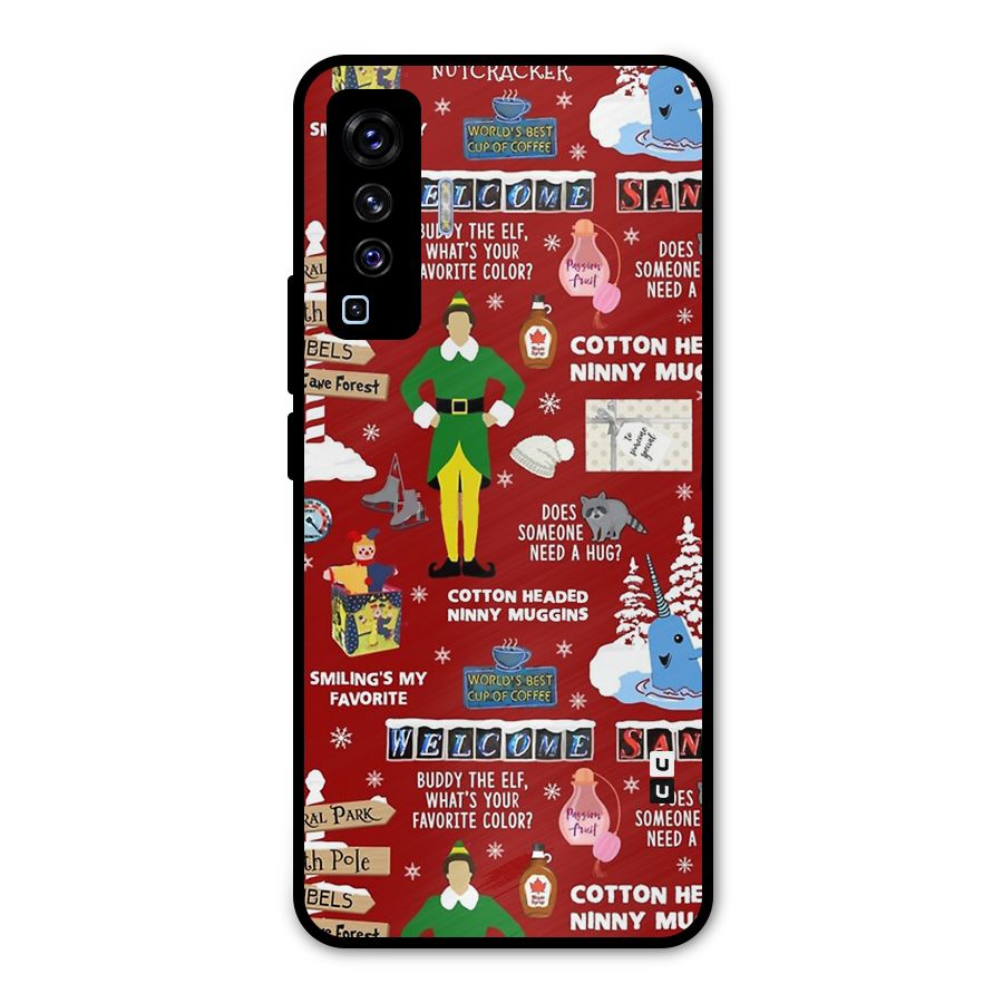 Christmas Cute Doodles Metal Back Case for Vivo X50