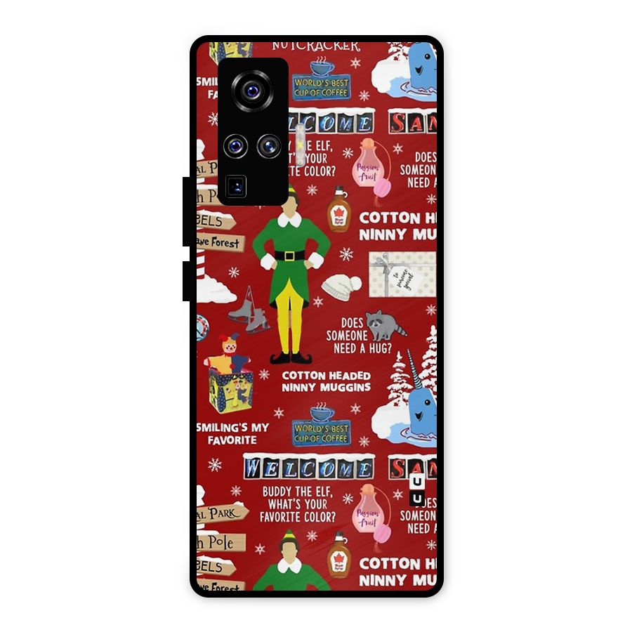 Christmas Cute Doodles Metal Back Case for Vivo X50 Pro