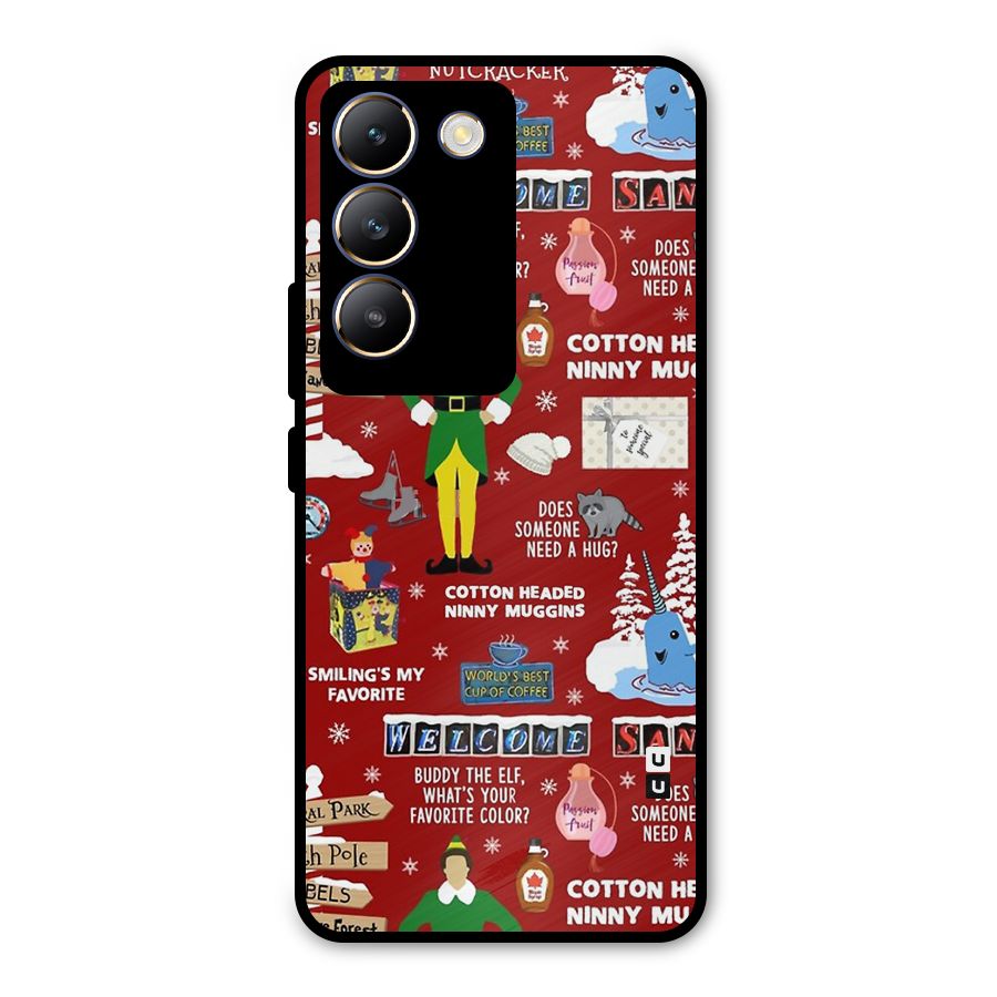 Christmas Cute Doodles Metal Back Case for Vivo Y200e