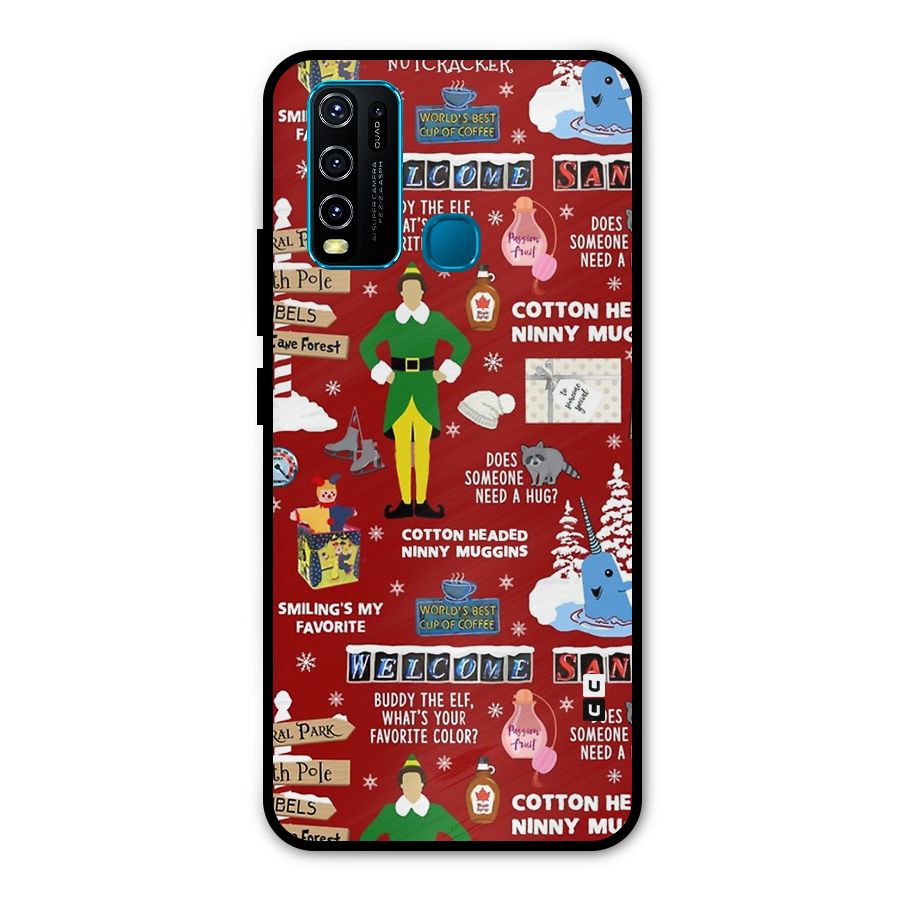 Christmas Cute Doodles Metal Back Case for Vivo Y30