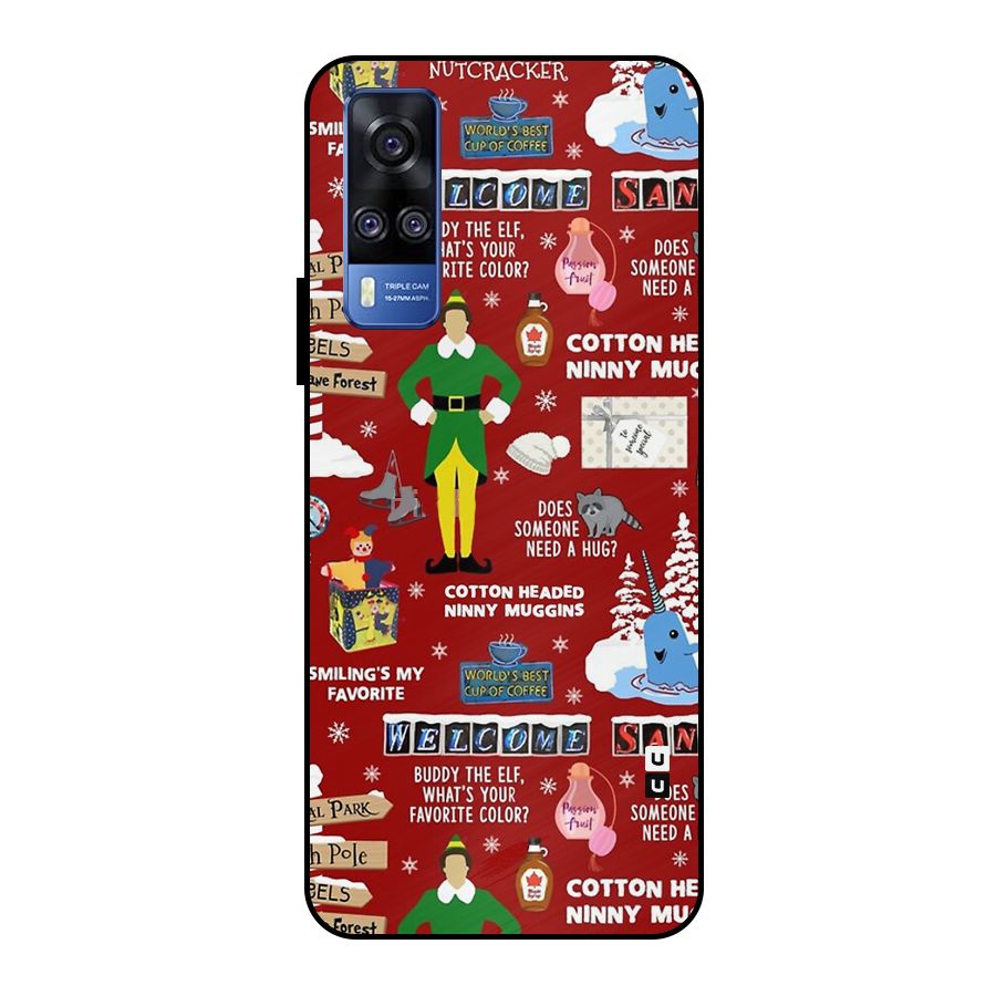 Christmas Cute Doodles Metal Back Case for Vivo Y51