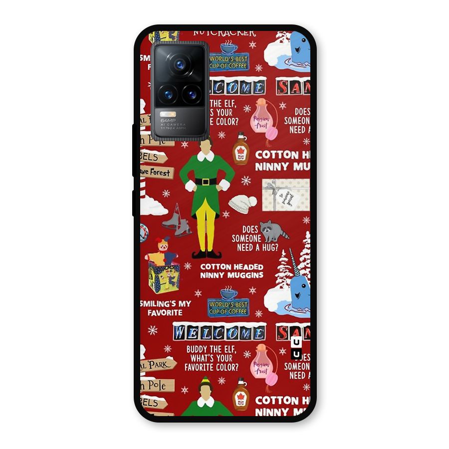 Christmas Cute Doodles Metal Back Case for Vivo Y73