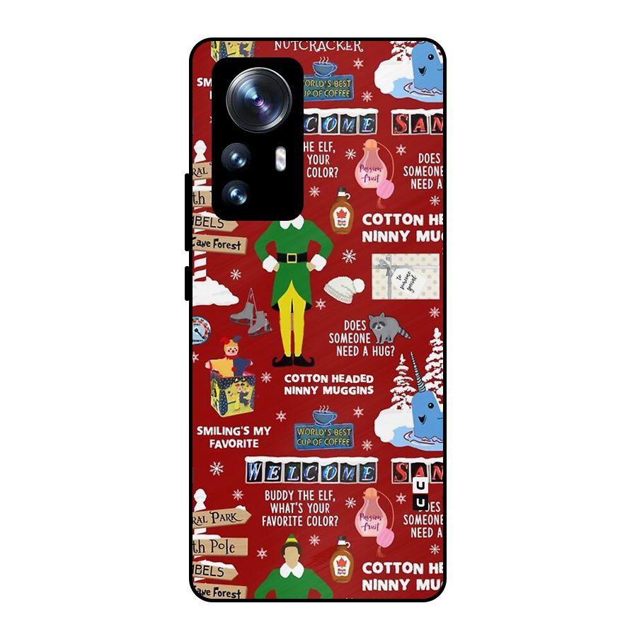 Christmas Cute Doodles Metal Back Case for Xiaomi 12 Pro