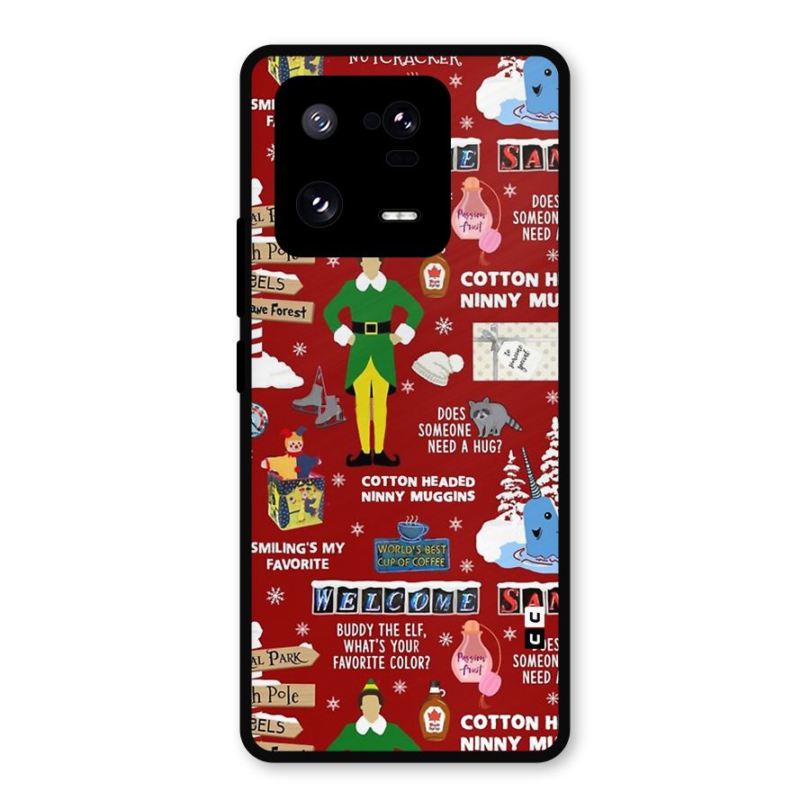 Christmas Cute Doodles Metal Back Case for Xiaomi 13 Pro