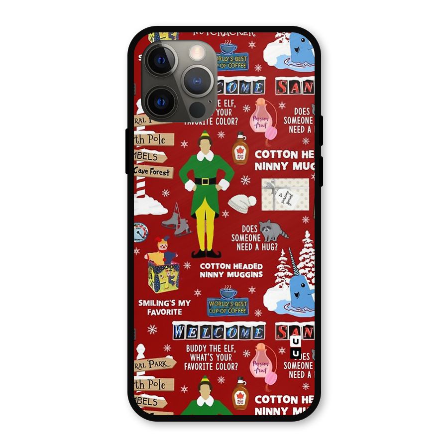 Christmas Cute Doodles Metal Back Case for iPhone 12 Pro