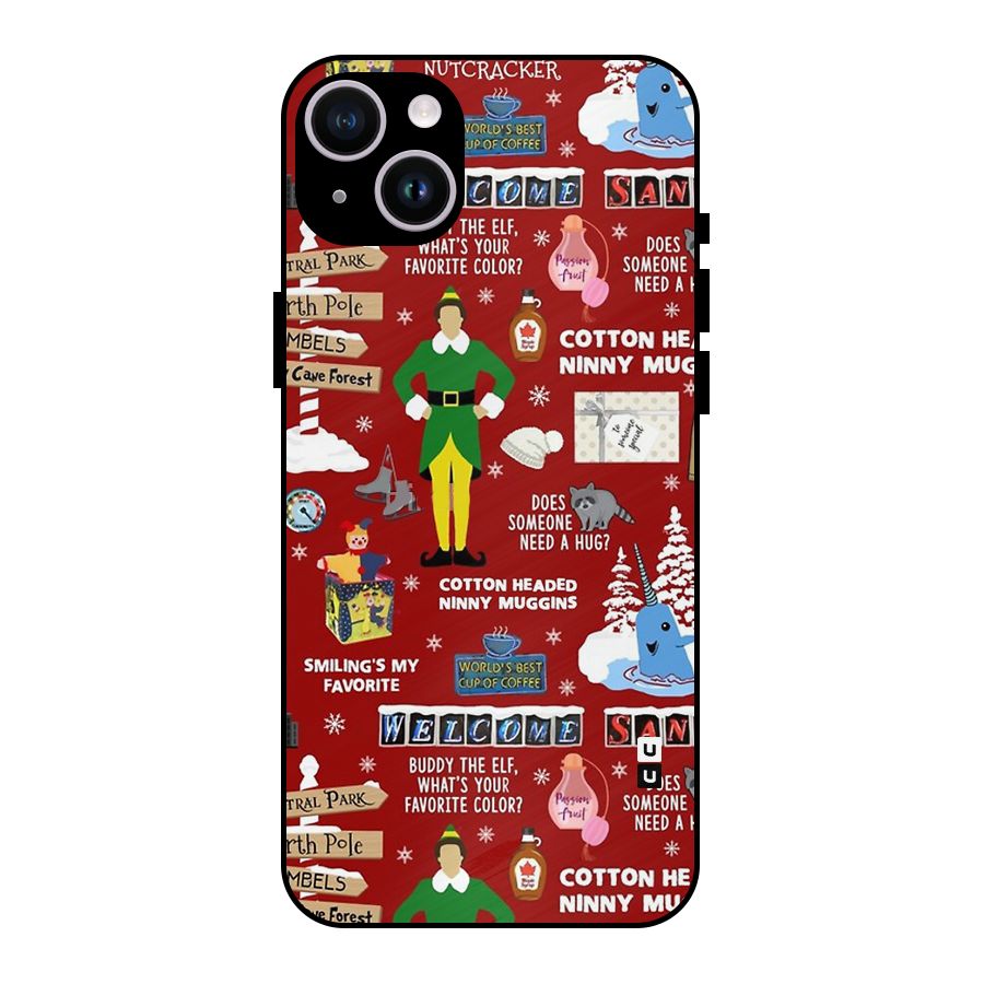 Christmas Cute Doodles Metal Back Case for iPhone 14 Plus