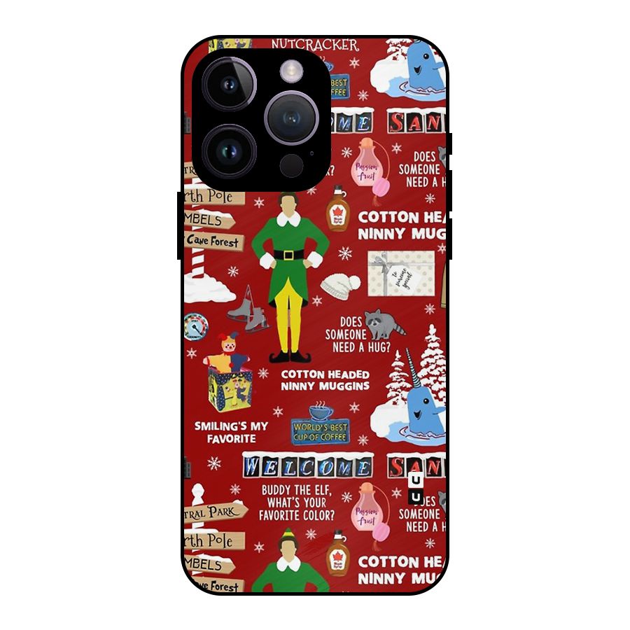 Christmas Cute Doodles Metal Back Case for iPhone 14 Pro Max