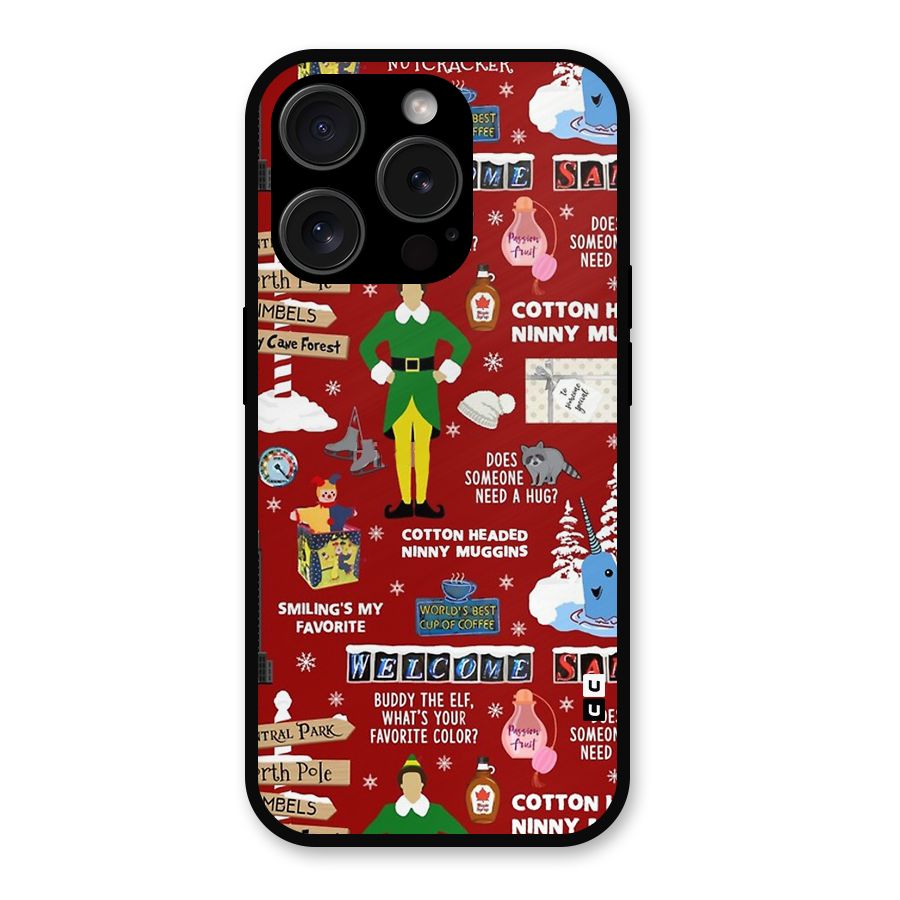 Christmas Cute Doodles Metal Back Case for iPhone 15 Pro