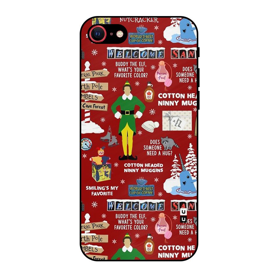 Christmas Cute Doodles Metal Back Case for iPhone SE 2022