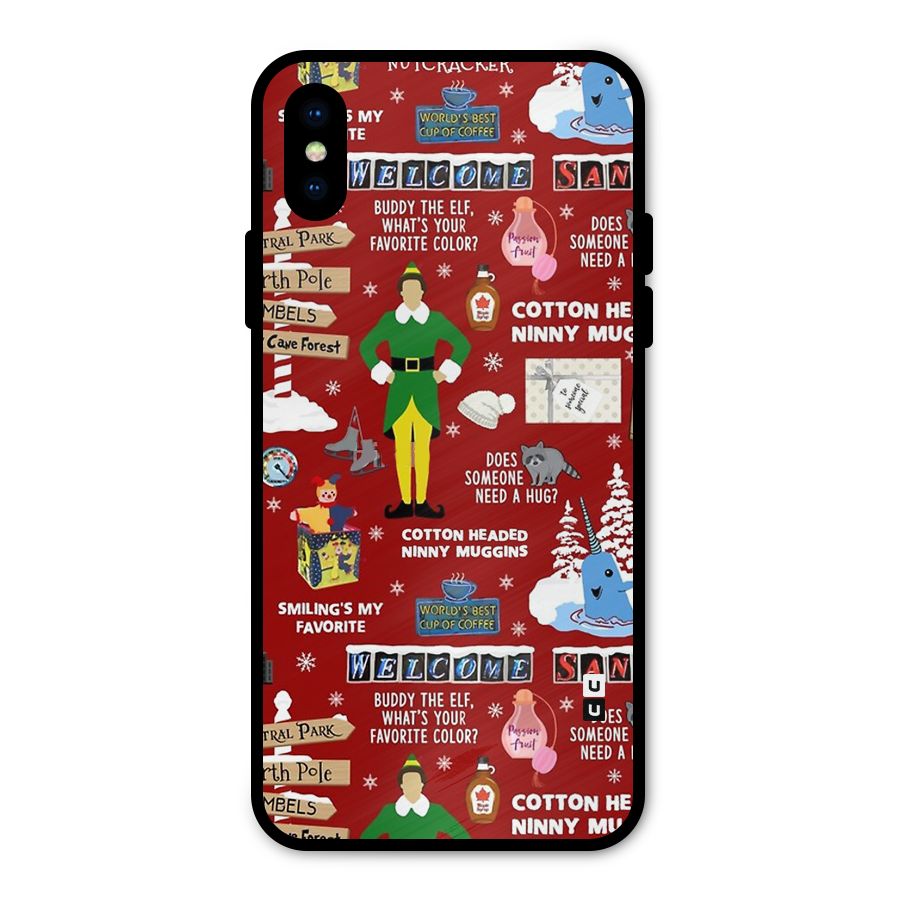 Christmas Cute Doodles Metal Back Case for iPhone XS