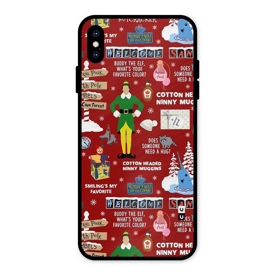 Christmas Cute Doodles Metal Back Case for iPhone XS Max