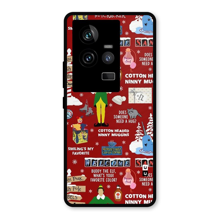 Christmas Cute Doodles Metal Back Case for iQOO 11 5G