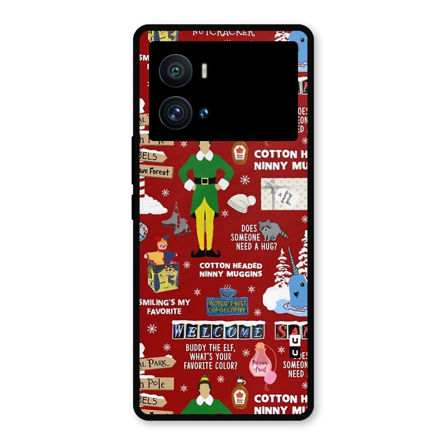 Christmas Cute Doodles Metal Back Case for iQOO 9 Pro