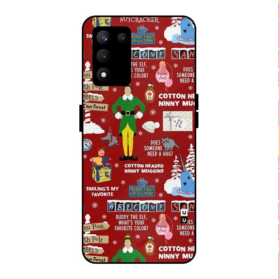 Christmas Cute Doodles Metal Back Case for realme 9 5G SE
