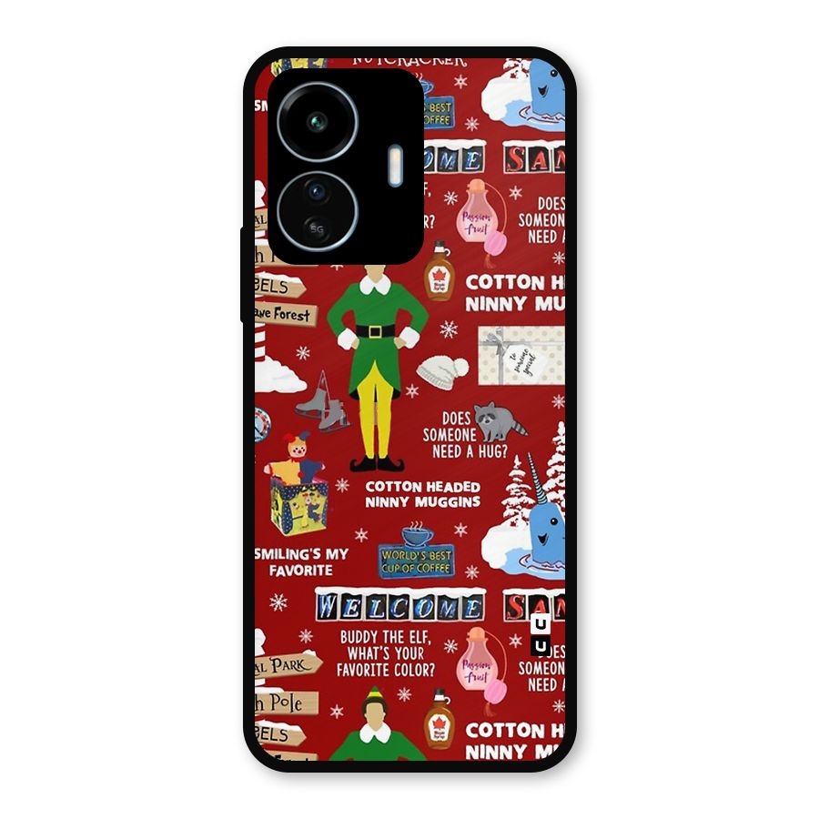 Christmas Cute Doodles Metal Back Case for vivo iQOO Z6 Lite 5G