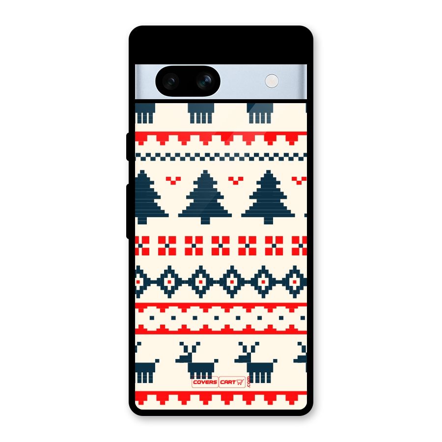 Christmas Design Pattern Glass Back Case for Google Pixel 7a