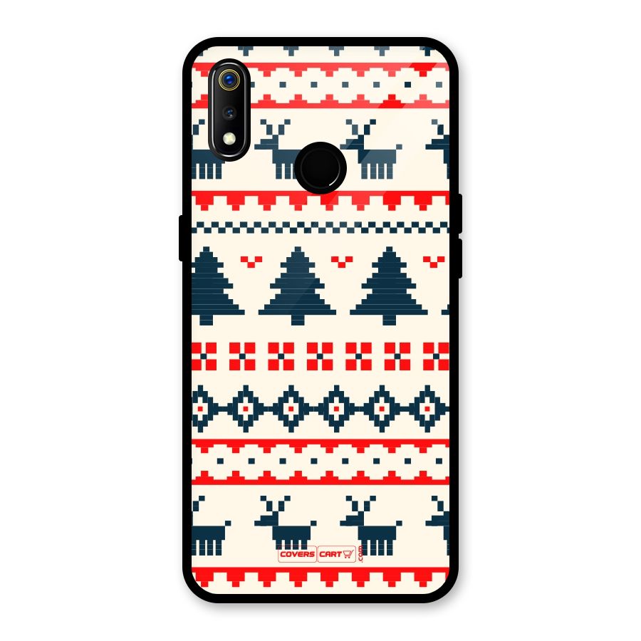 Christmas Design Pattern Glass Back Case for Realme 3i