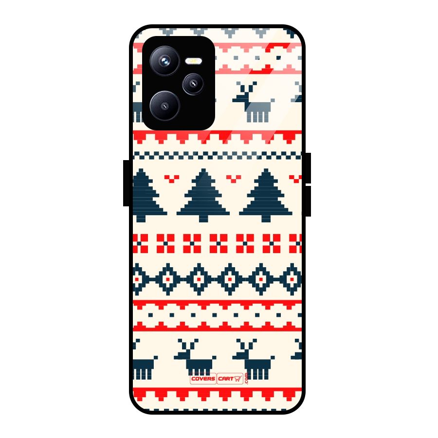 Christmas Design Pattern Glass Back Case for Realme C35