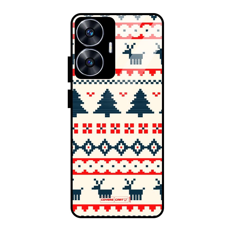Christmas Design Pattern Glass Back Case for Realme Narzo N55