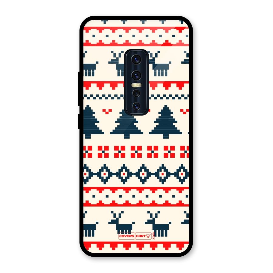Christmas Design Pattern Glass Back Case for Vivo V17 Pro