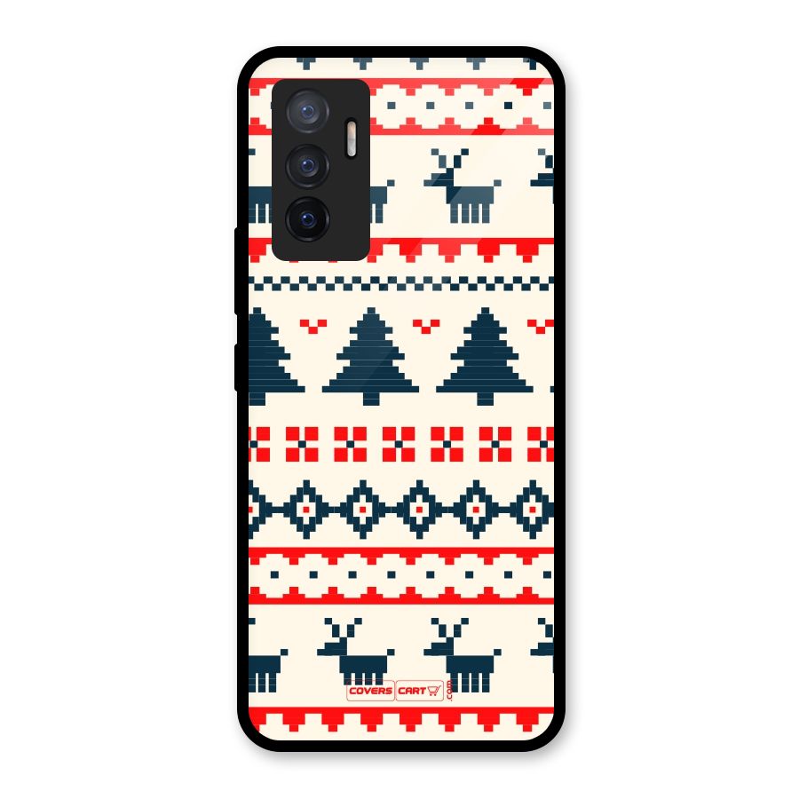 Christmas Design Pattern Glass Back Case for Vivo V23e