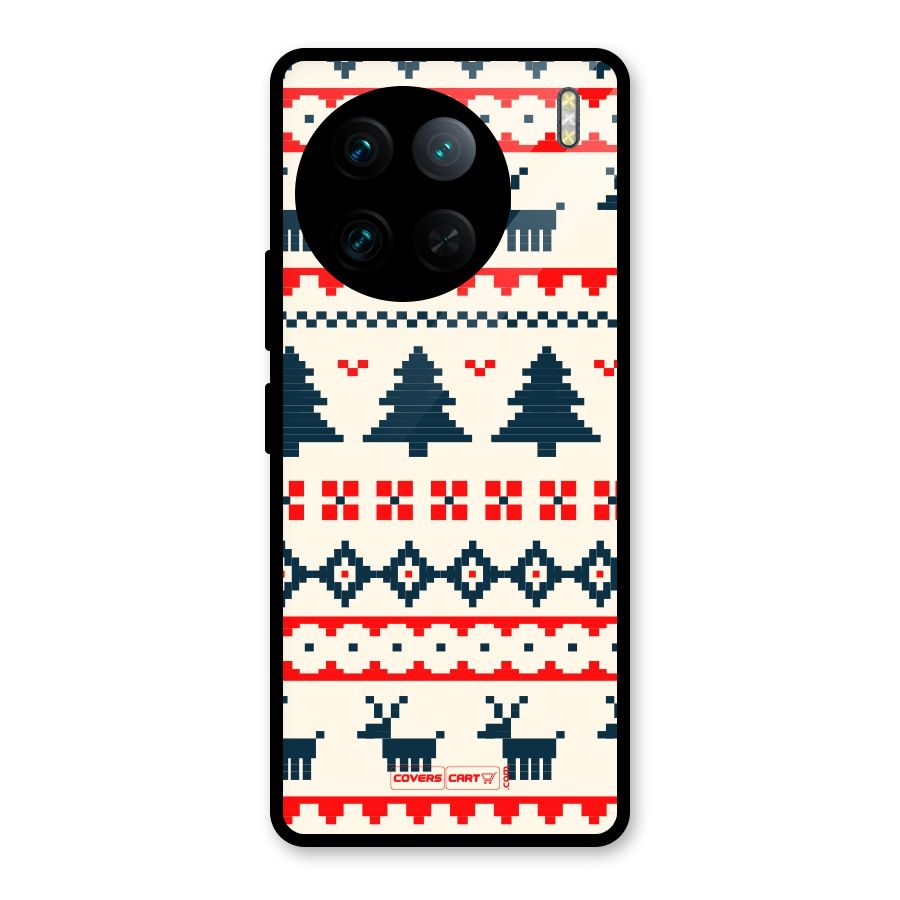 Christmas Design Pattern Glass Back Case for Vivo X90 Pro