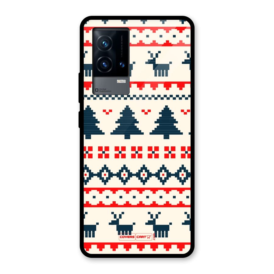 Christmas Design Pattern Glass Back Case for iQOO 9 5G