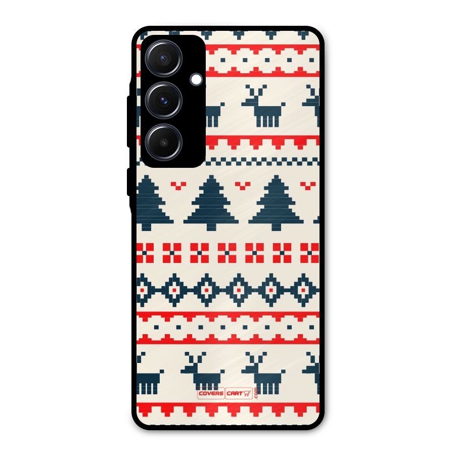 Christmas Design Pattern Metal Back Case for Galaxy A55