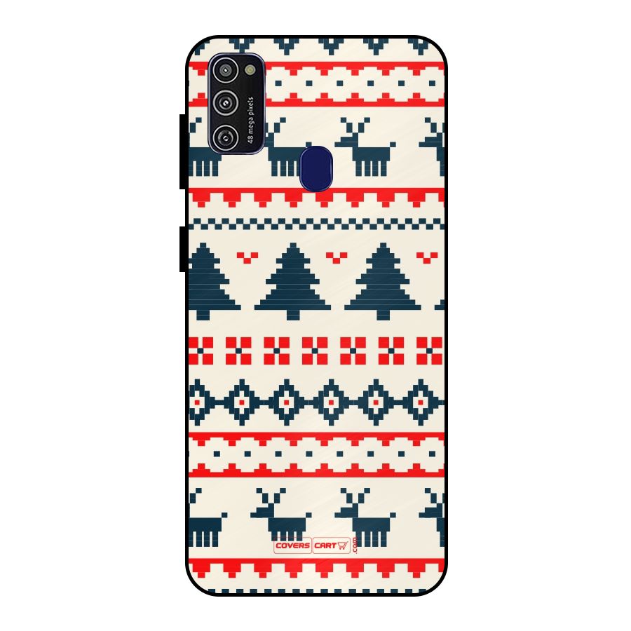 Christmas Design Pattern Metal Back Case for Galaxy M21