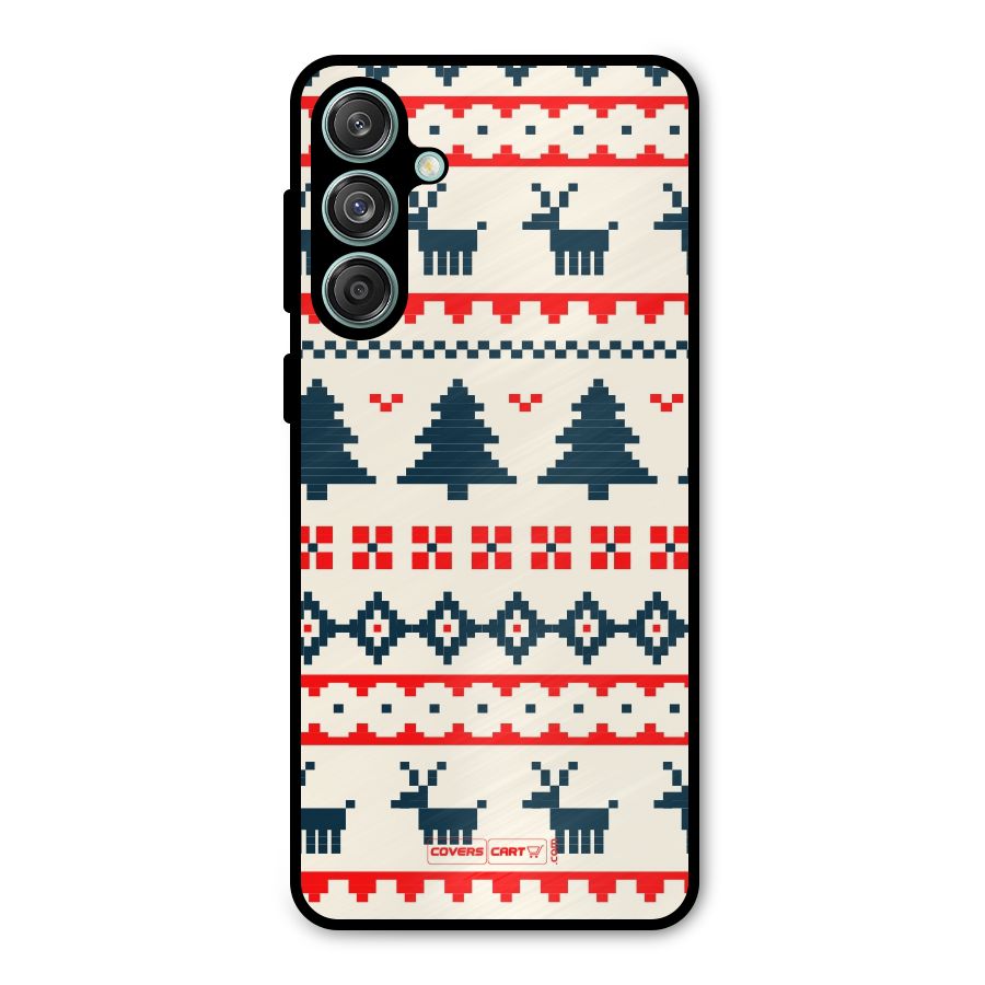 Christmas Design Pattern Metal Back Case for Galaxy M55 5G