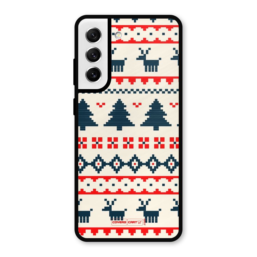 Christmas Design Pattern Metal Back Case for Galaxy S21 FE 5G