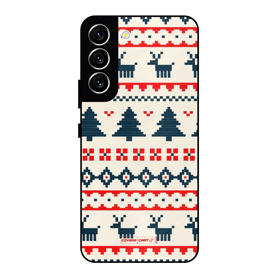 Christmas Design Pattern Metal Back Case for Galaxy S22 5G