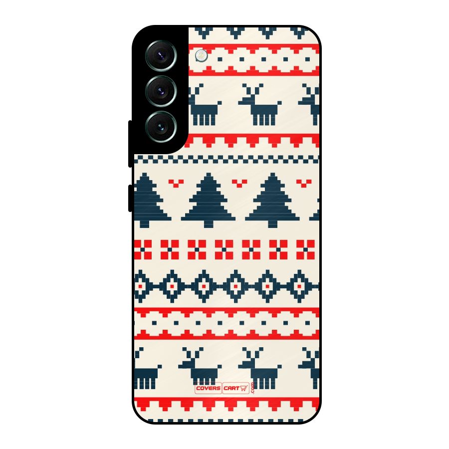 Christmas Design Pattern Metal Back Case for Galaxy S22 Plus 5G