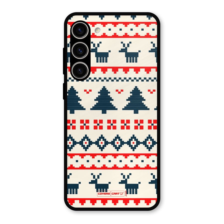 Christmas Design Pattern Metal Back Case for Galaxy S23 Plus