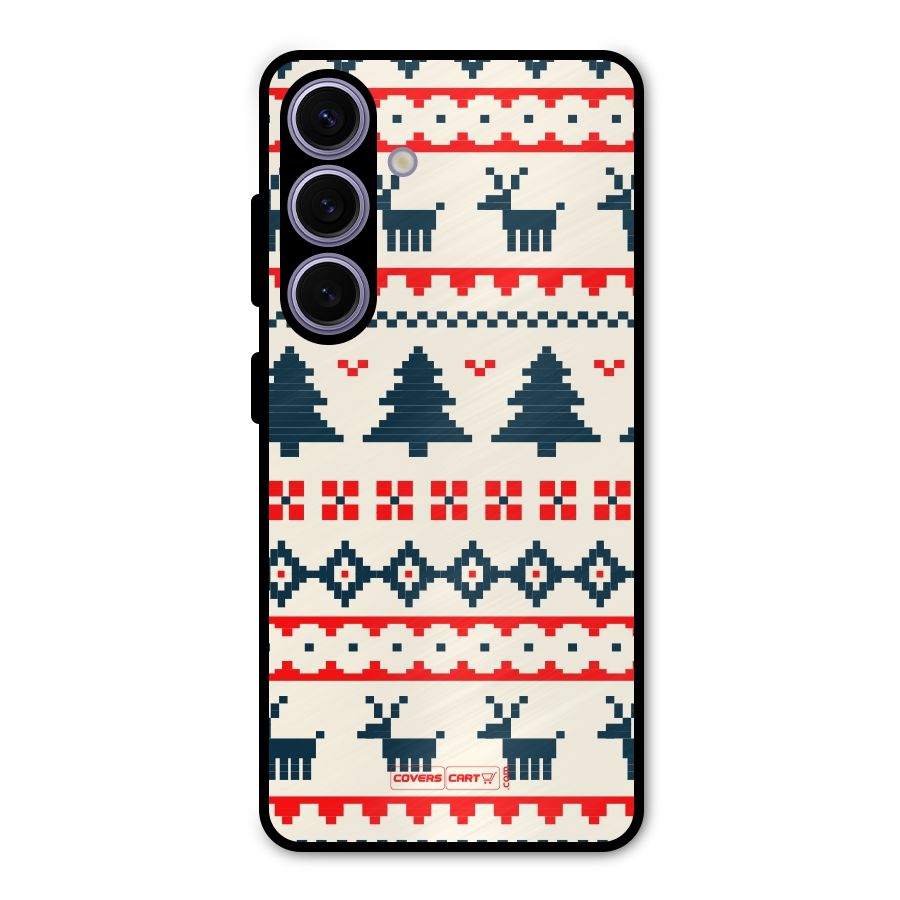 Christmas Design Pattern Metal Back Case for Galaxy S24