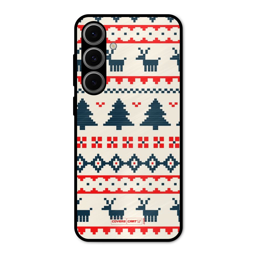 Christmas Design Pattern Metal Back Case for Galaxy S24 FE