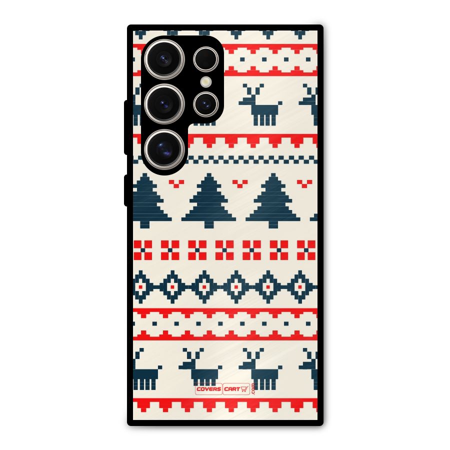 Christmas Design Pattern Metal Back Case for Galaxy S24 Ultra