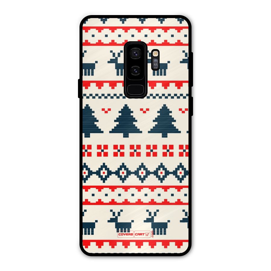 Christmas Design Pattern Metal Back Case for Galaxy S9 Plus