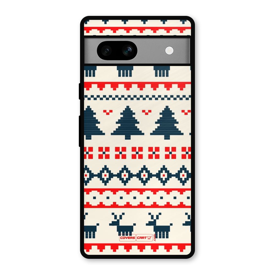 Christmas Design Pattern Metal Back Case for Google Pixel 7a