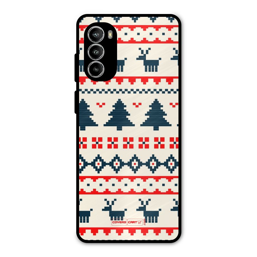 Christmas Design Pattern Metal Back Case for Moto G52
